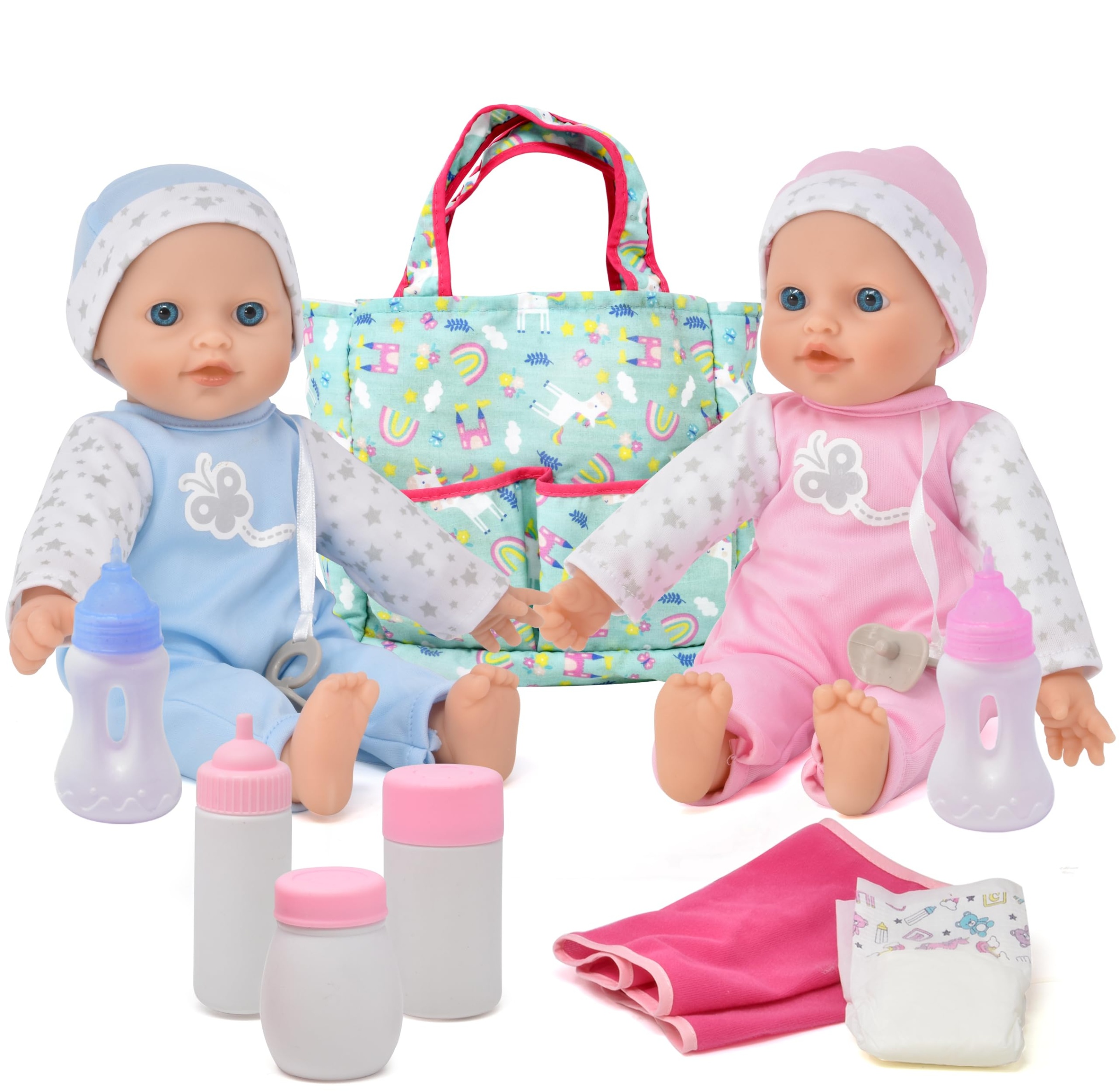 dolls and accessories Niche Utama Home Gift Boutique Twin Baby Dolls with Accessories, Soft Body Girl Doll & Baby  Boy Doll with Diaper Bag Doll Care Kit with Feeding Bottles, Pacifiers,